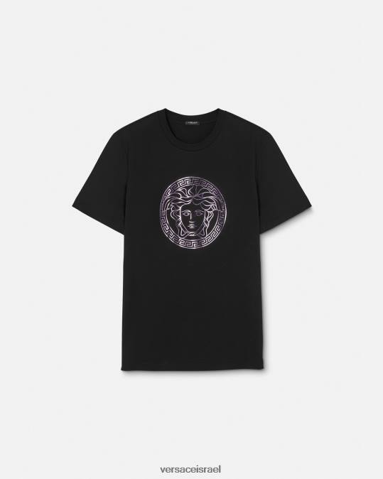נשים Versace שחור וורוד חולצת טריקו מדוזה הַלבָּשָׁה N8T2127