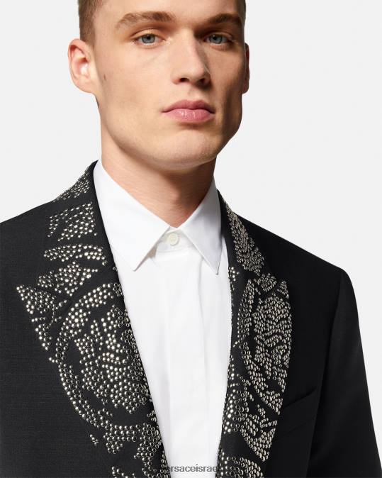 גברים Versace שָׁחוֹר בלייזר צללית בארוקו משובץ הַלבָּשָׁה N8T21275