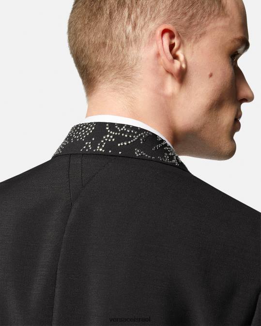 גברים Versace שָׁחוֹר בלייזר צללית בארוקו משובץ הַלבָּשָׁה N8T21275