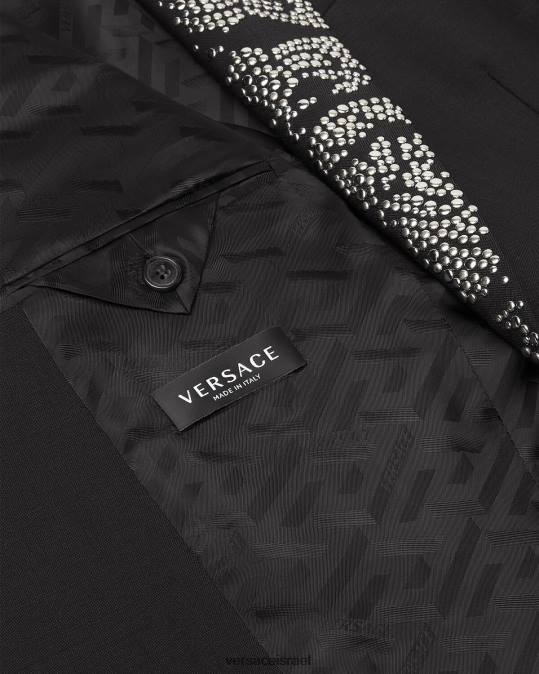גברים Versace שָׁחוֹר בלייזר צללית בארוקו משובץ הַלבָּשָׁה N8T21275