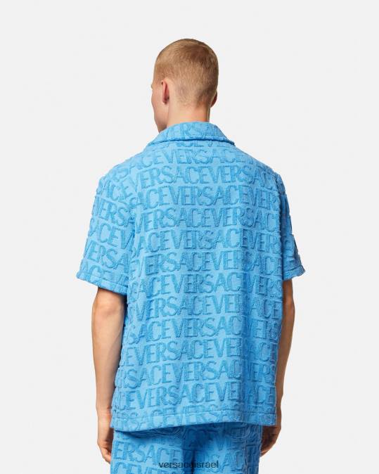 גברים Versace כחול בהיר חולצת אובר מגבת הַלבָּשָׁה N8T21280
