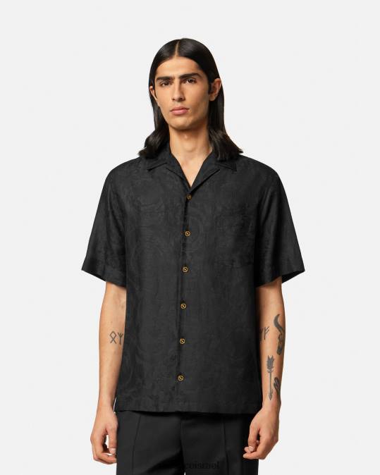 גברים Versace שָׁחוֹר חולצת צללית בארוקו הַלבָּשָׁה N8T21289
