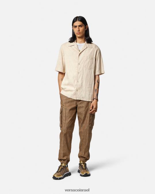 גברים Versace בז' חולצת שמברי בצללית בארוקו הַלבָּשָׁה N8T21291