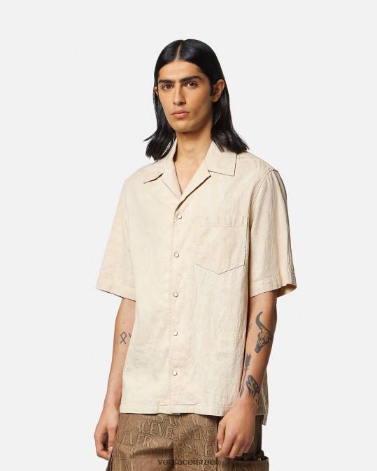 גברים Versace בז' חולצת שמברי בצללית בארוקו הַלבָּשָׁה N8T21291