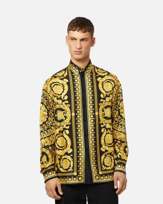 גברים Versace הדפס חולצת משי בארוקו הַלבָּשָׁה N8T21296