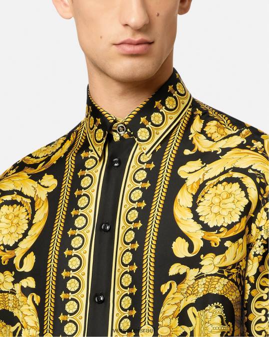 גברים Versace הדפס חולצת משי בארוקו הַלבָּשָׁה N8T21296