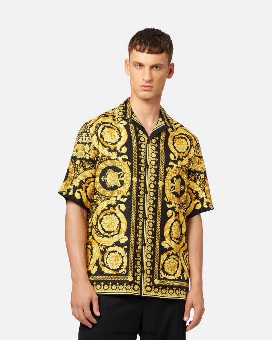 גברים Versace הדפס חולצת משי בארוקו הַלבָּשָׁה N8T21297