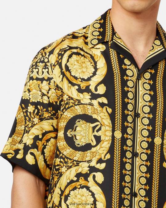 גברים Versace הדפס חולצת משי בארוקו הַלבָּשָׁה N8T21297