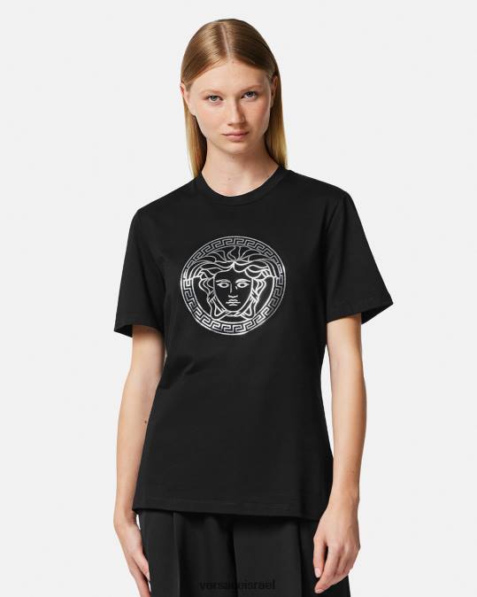 נשים Versace שָׁחוֹר חולצת טריקו מדוזה הַלבָּשָׁה N8T2129