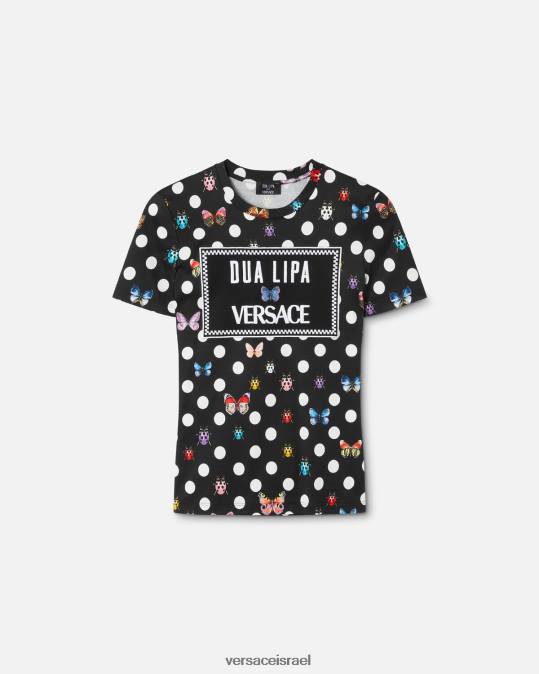 נשים Versace הדפס חולצת טריקו פרפרים רקומים הַלבָּשָׁה N8T2130