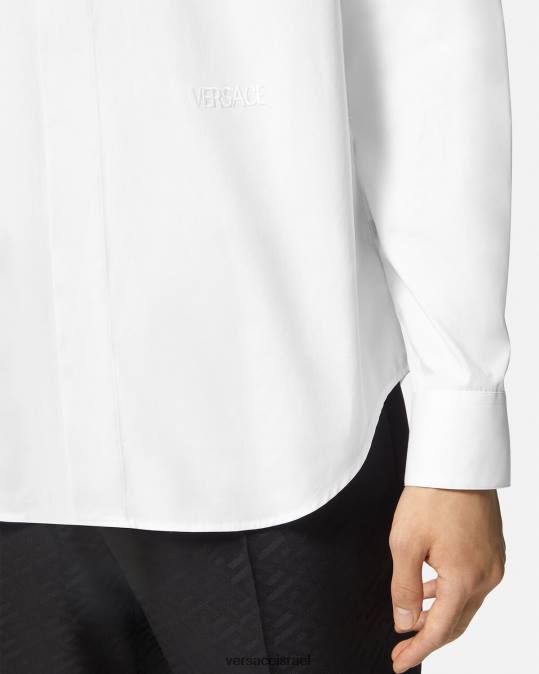 גברים Versace לבן חולצה רקומה לוגו הַלבָּשָׁה N8T21300