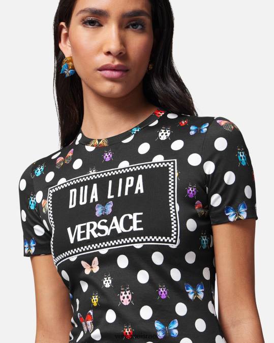 נשים Versace הדפס חולצת טריקו פרפרים רקומים הַלבָּשָׁה N8T2130