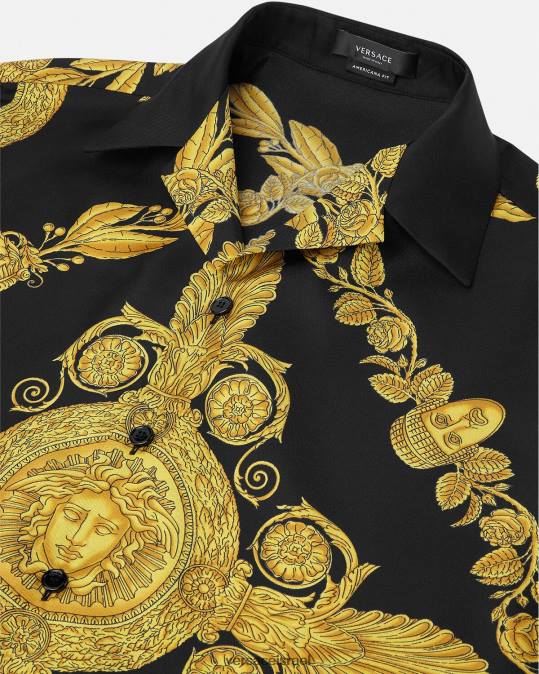 גברים Versace הדפס חולצת משי בארוק מסצ'רה הַלבָּשָׁה N8T21311