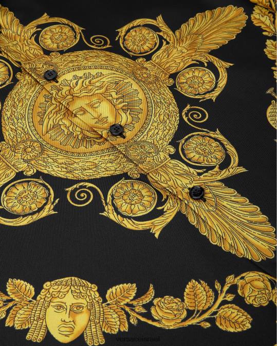 גברים Versace הדפס חולצת משי בארוק מסצ'רה הַלבָּשָׁה N8T21311