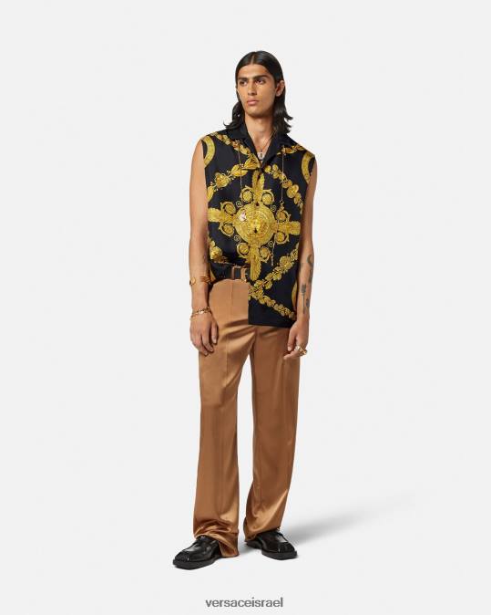 גברים Versace הדפס חולצת משי בארוק מסצ'רה הַלבָּשָׁה N8T21312