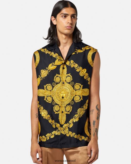 גברים Versace הדפס חולצת משי בארוק מסצ'רה הַלבָּשָׁה N8T21312