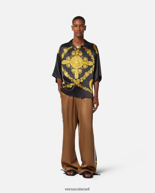 גברים Versace הדפס חולצת פולו סאטן בארוק מסצ'רה הַלבָּשָׁה N8T21313