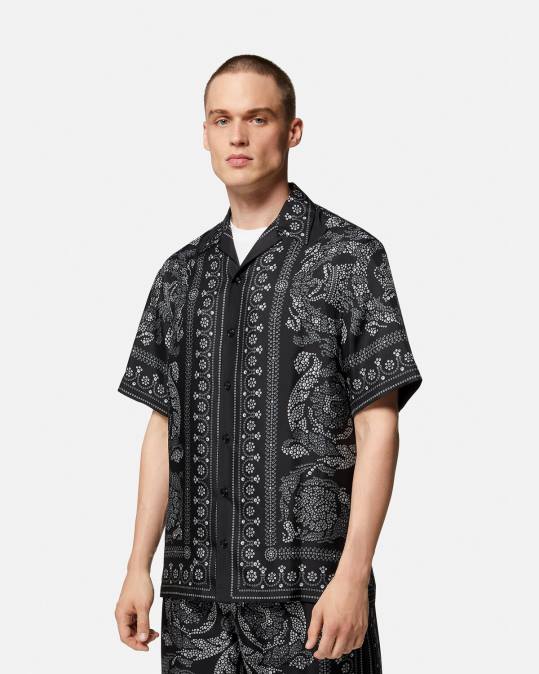 גברים Versace הדפס חולצת משי צללית בארוקו הַלבָּשָׁה N8T21315