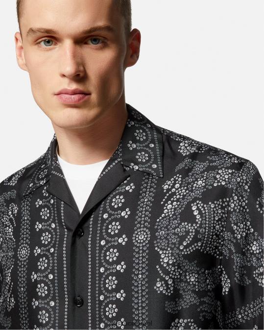 גברים Versace הדפס חולצת משי צללית בארוקו הַלבָּשָׁה N8T21315