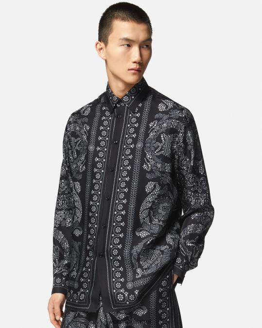 גברים Versace הדפס חולצת משי צללית בארוקו הַלבָּשָׁה N8T21316