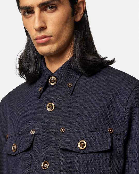 גברים Versace כְּחוֹל חולצת על מדוזה מדוזה הַלבָּשָׁה N8T21322
