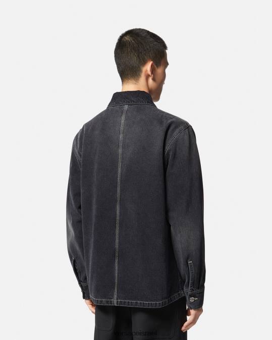 גברים Versace אפור חולצת ג'ינס עם לוגו הַלבָּשָׁה N8T21324