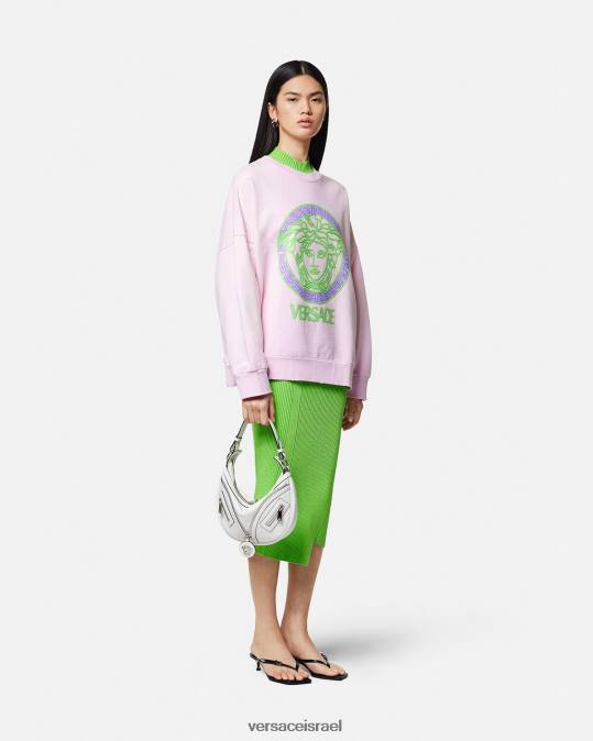 נשים Versace וָרוֹד סווטשירט במצוקה עם לוגו של מדוזה הַלבָּשָׁה N8T2132