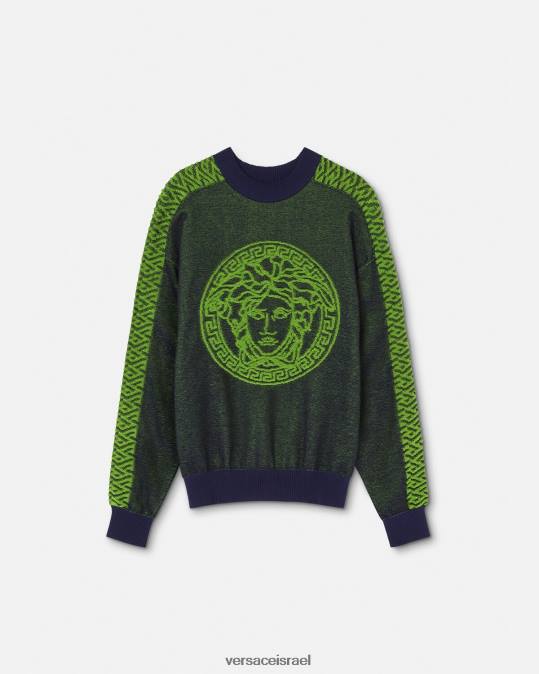 גברים Versace כחול ירוק סוודר טרי לה גרקה מדוזה הַלבָּשָׁה N8T21331