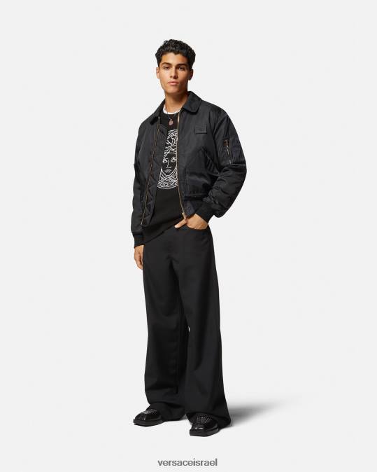 גברים Versace שָׁחוֹר סוודר ג'קארד עם פסים מדוזה הַלבָּשָׁה N8T21344