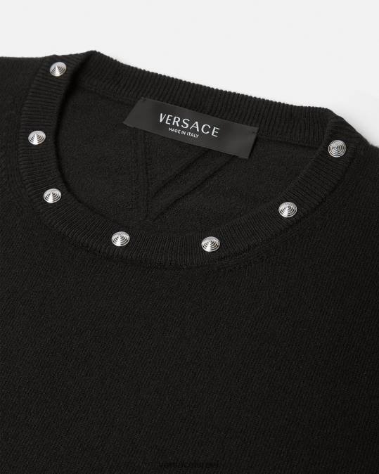 גברים Versace שָׁחוֹר סוודר משובץ ספירלה הַלבָּשָׁה N8T21346