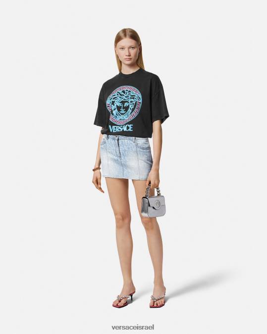 נשים Versace שָׁחוֹר חולצת טריקו עם לוגו מדוזה הַלבָּשָׁה N8T2134