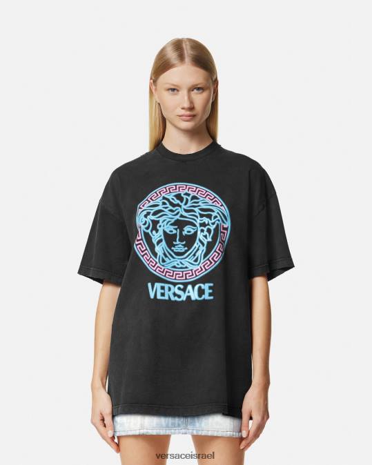 נשים Versace שָׁחוֹר חולצת טריקו עם לוגו מדוזה הַלבָּשָׁה N8T2134