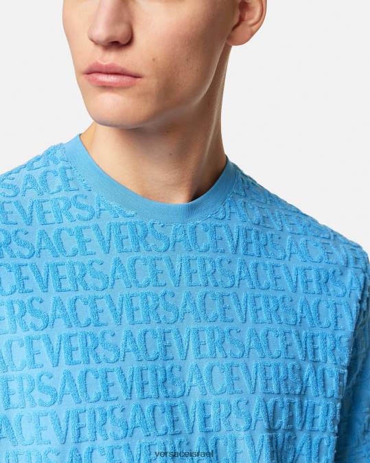 גברים Versace כחול בהיר חולצת טריקו מגבת הַלבָּשָׁה N8T21352