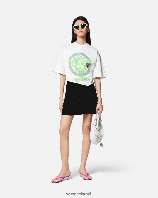 נשים Versace לבן חולצת טריקו עם לוגו מדוזה הַלבָּשָׁה N8T2135