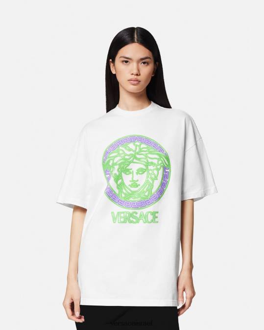נשים Versace לבן חולצת טריקו עם לוגו מדוזה הַלבָּשָׁה N8T2135