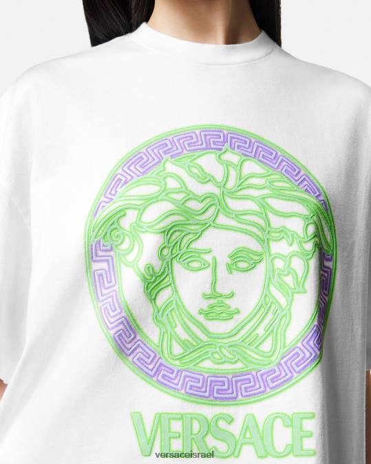 נשים Versace לבן חולצת טריקו עם לוגו מדוזה הַלבָּשָׁה N8T2135