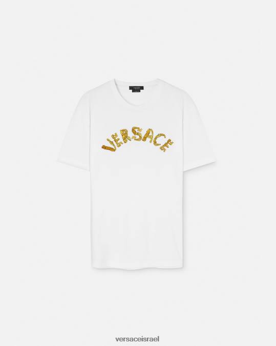 גברים Versace לבן חולצת טריקו עם לוגו בארוק צדפים הַלבָּשָׁה N8T21360
