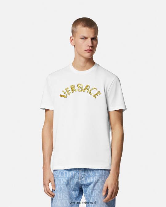 גברים Versace לבן חולצת טריקו עם לוגו בארוק צדפים הַלבָּשָׁה N8T21360