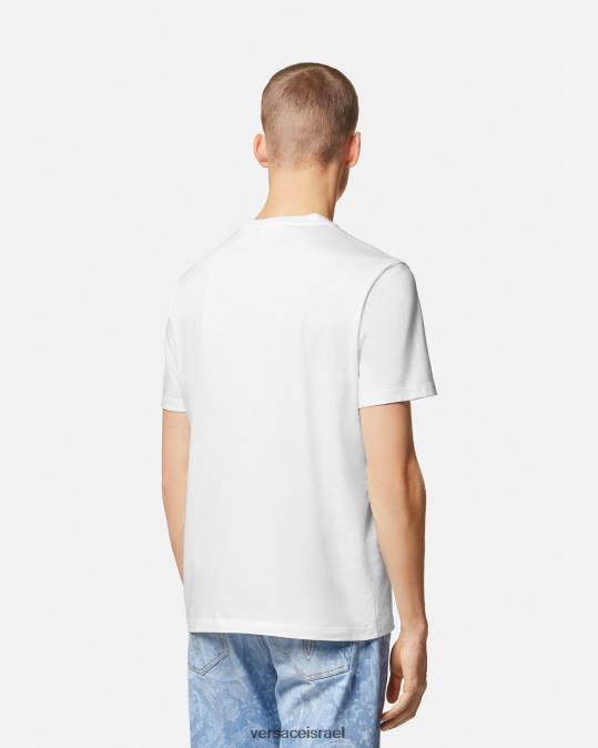 גברים Versace לבן חולצת טריקו עם לוגו בארוק צדפים הַלבָּשָׁה N8T21360