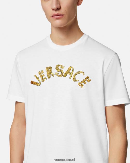 גברים Versace לבן חולצת טריקו עם לוגו בארוק צדפים הַלבָּשָׁה N8T21360