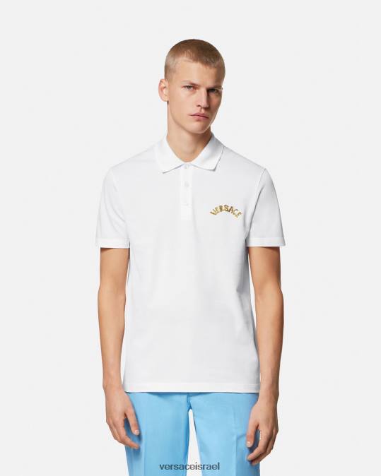 גברים Versace לבן חולצת פולו בסגנון הבארוק עם צדפים הַלבָּשָׁה N8T21361