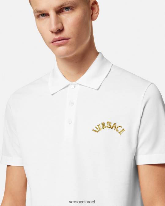 גברים Versace לבן חולצת פולו בסגנון הבארוק עם צדפים הַלבָּשָׁה N8T21361