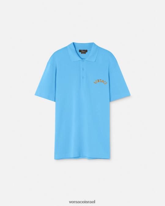 גברים Versace כחול בהיר חולצת פולו בסגנון הבארוק עם צדפים הַלבָּשָׁה N8T21362