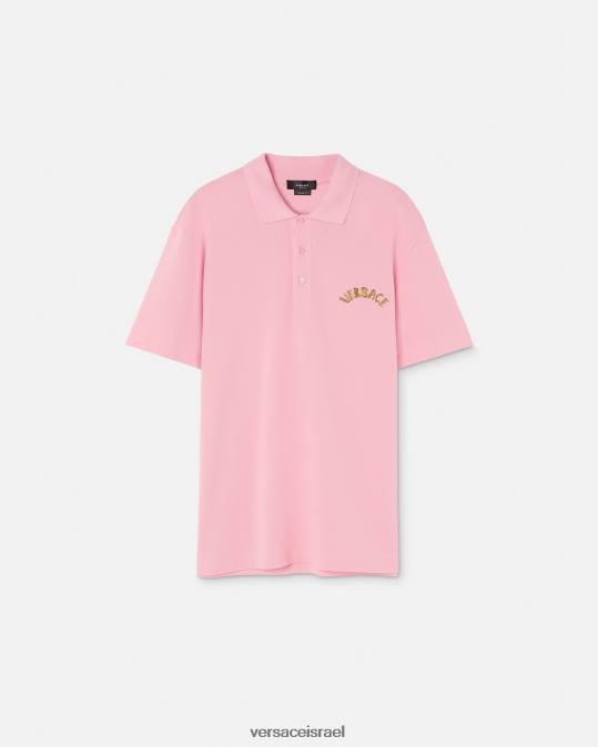 גברים Versace וָרוֹד חולצת פולו בסגנון הבארוק עם צדפים הַלבָּשָׁה N8T21365