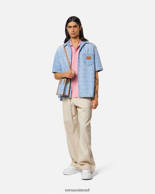 גברים Versace וָרוֹד חולצת פולו בסגנון הבארוק עם צדפים הַלבָּשָׁה N8T21365