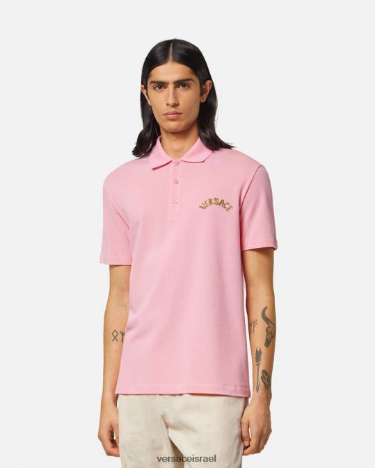 גברים Versace וָרוֹד חולצת פולו בסגנון הבארוק עם צדפים הַלבָּשָׁה N8T21365