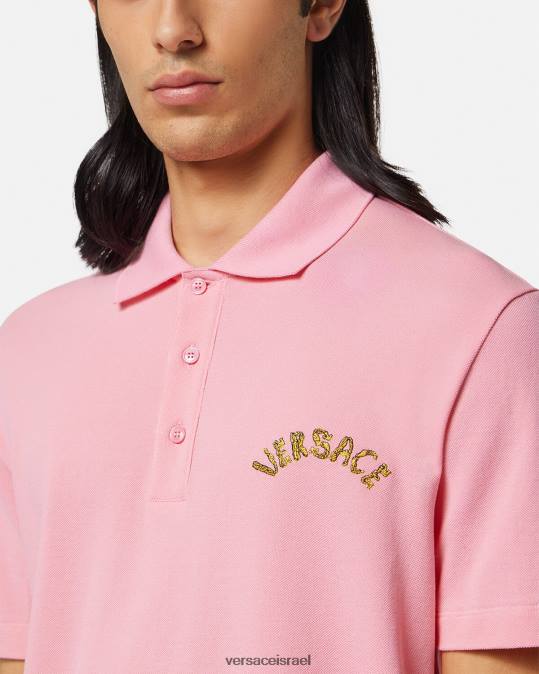 גברים Versace וָרוֹד חולצת פולו בסגנון הבארוק עם צדפים הַלבָּשָׁה N8T21365