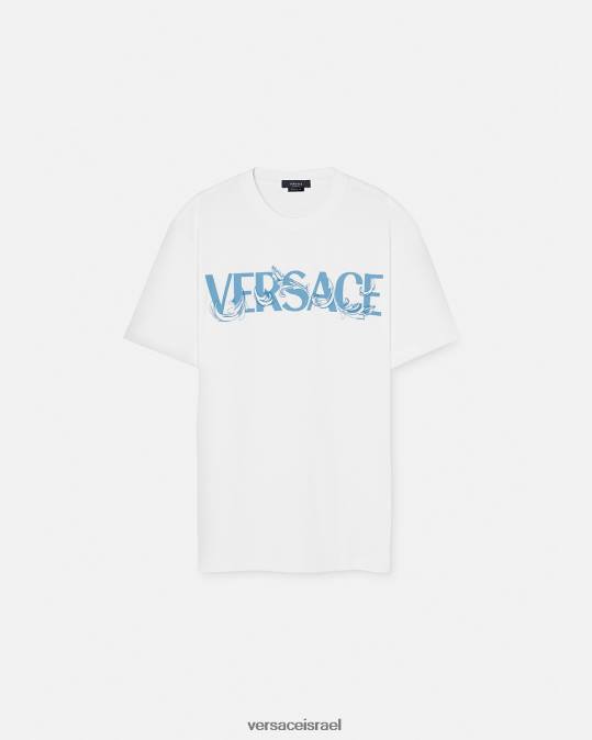 גברים Versace לבן חולצת טריקו עם צללית בארוקו הַלבָּשָׁה N8T21366