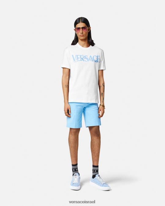 גברים Versace לבן חולצת טריקו עם צללית בארוקו הַלבָּשָׁה N8T21366