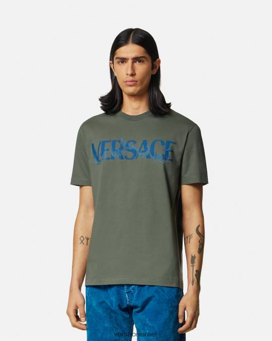 גברים Versace ירוק חולצת טריקו עם צללית בארוקו הַלבָּשָׁה N8T21368